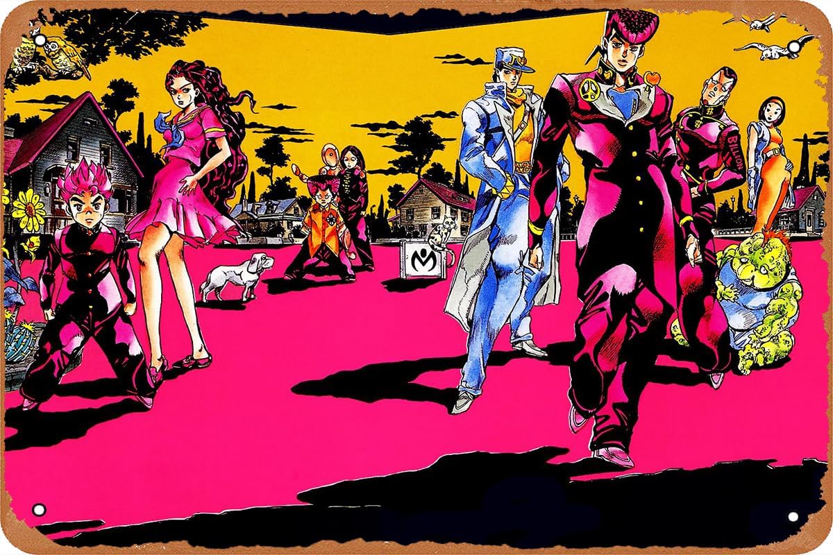 Vintage Fashion Posters - JoJos Bizarre Anime Poster,Vintage Tin Sign,Metal