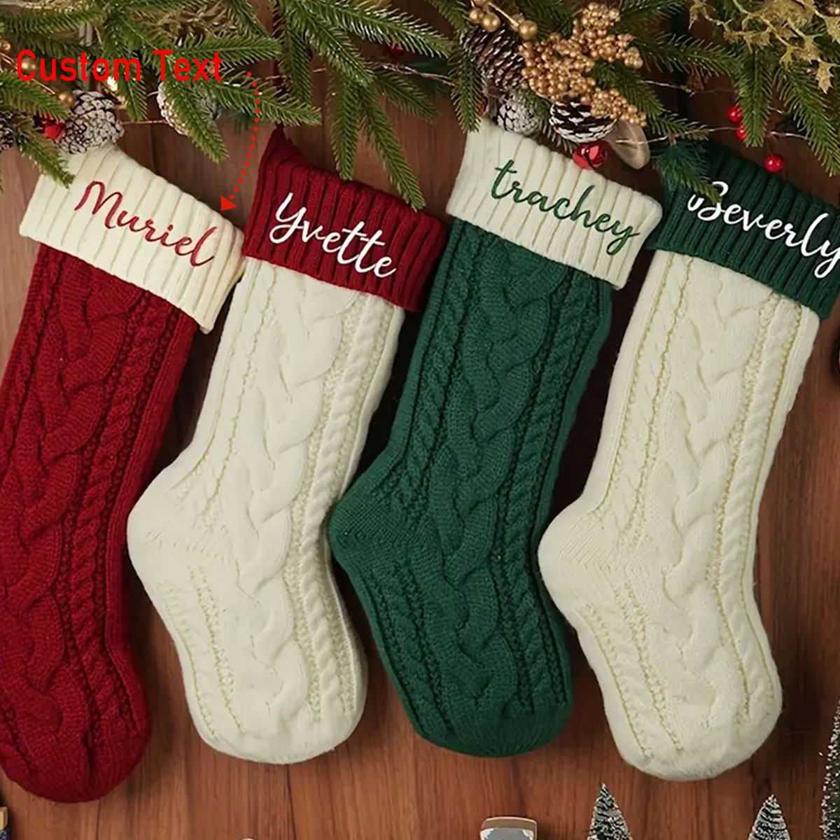 Vintage Fashion Names - One Vintage Personalized Christmas Stocking with