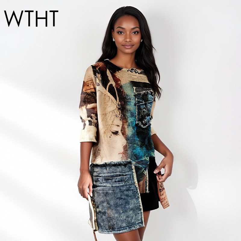 Vintage Fashion Influencer - WTHT Vintage Fashion Women's Patchwork Irregular
