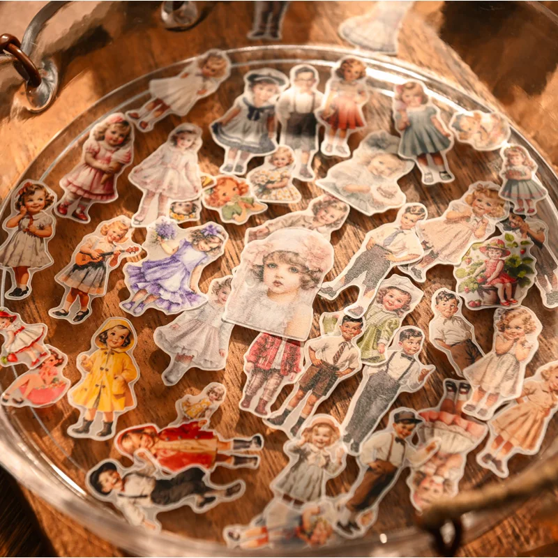 Vintage Fashion Doll - 50pcs Vintage Kids Paper Doll Stickers