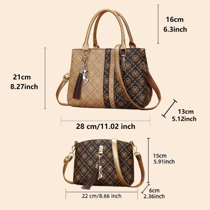 Women's Handbag Set with Shoul - Vintage Zipper ulasan dan harga