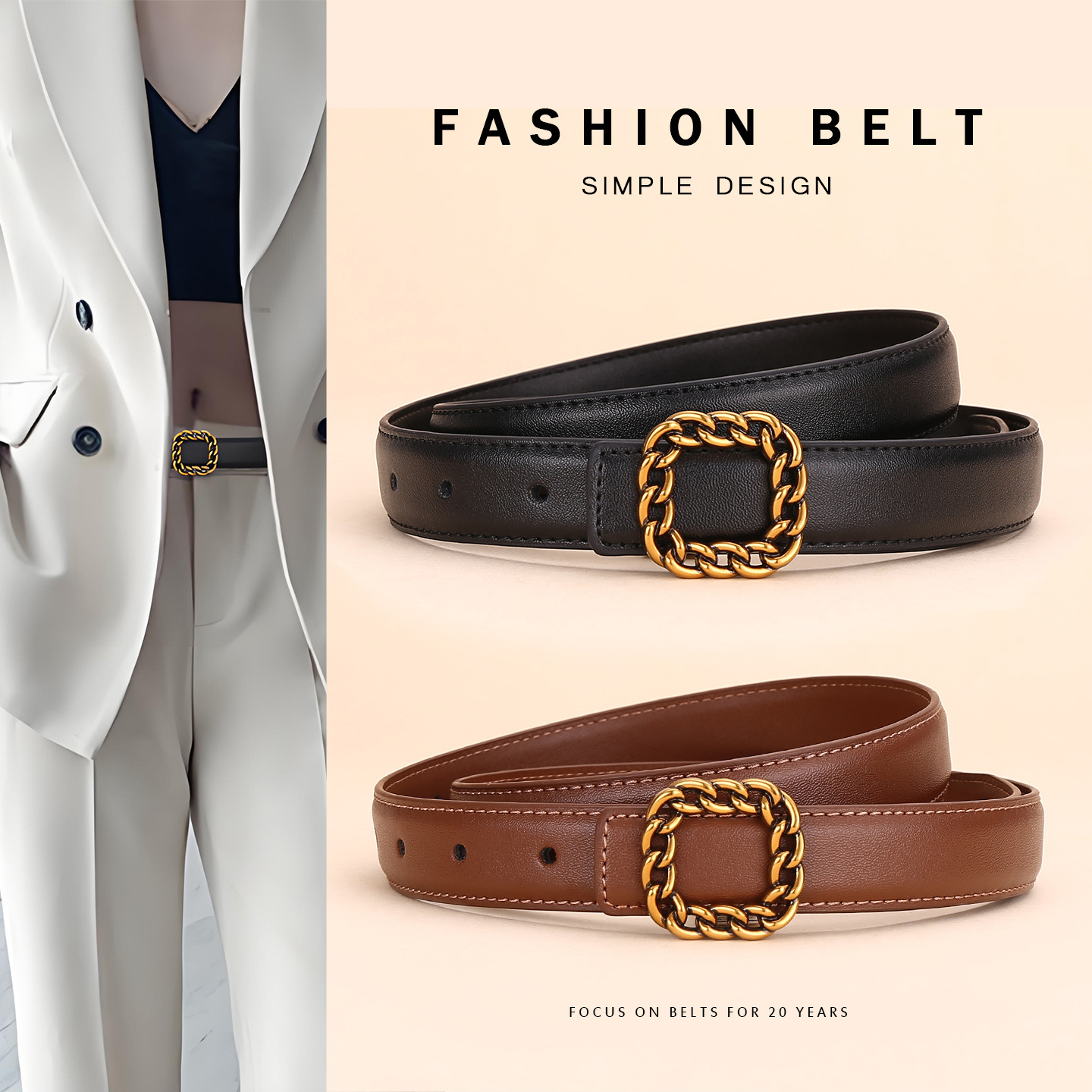 Ladies' Vintage Square Buckle  - Vintage Fashion Look ulasan dan harga