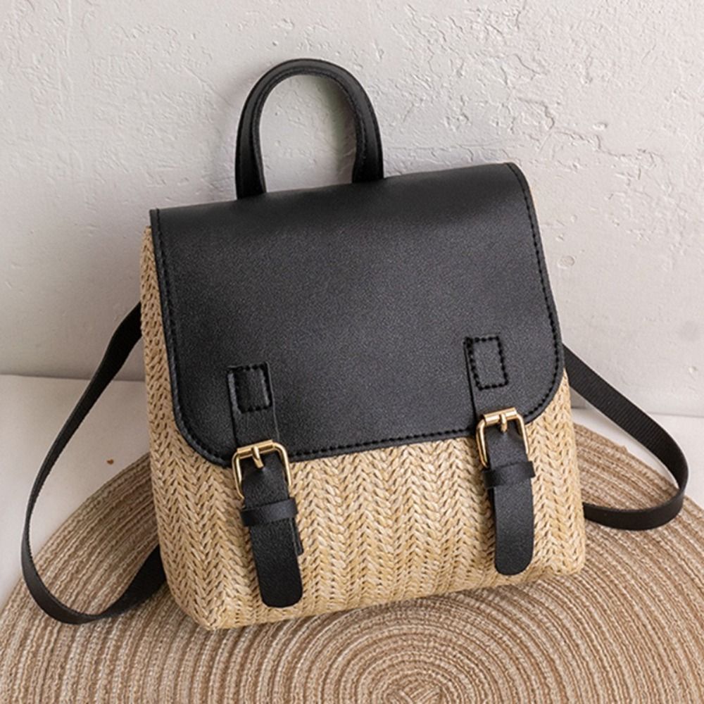 Versatile Bag PU Leather Straw - Vintage Fashion Look ulasan dan harga