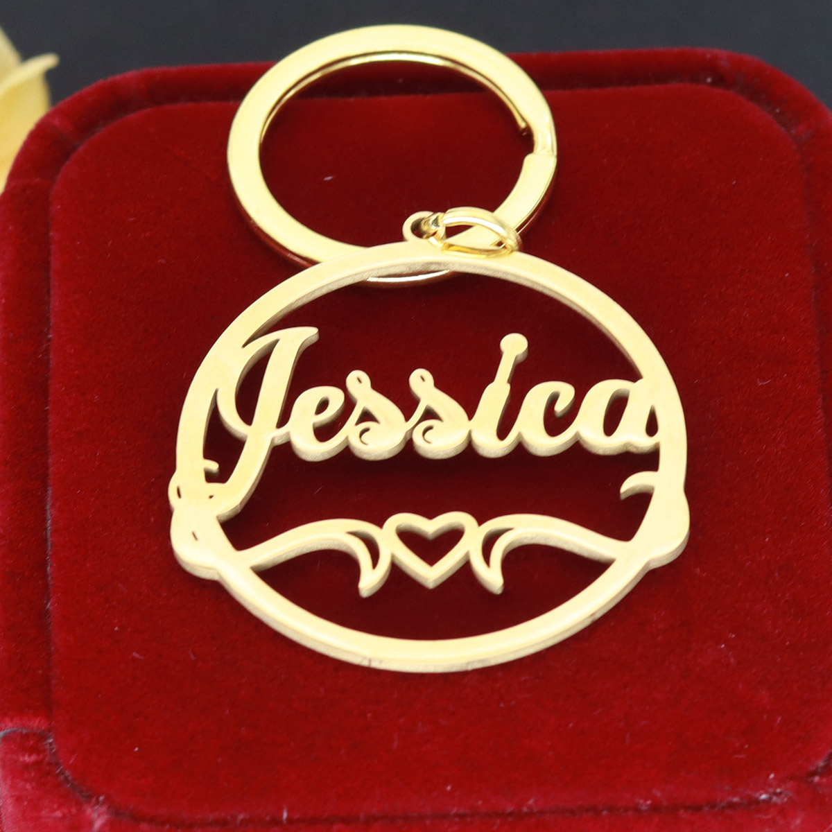 Love Heart Custom Name Keychai - Vintage Fashion Names ulasan dan harga