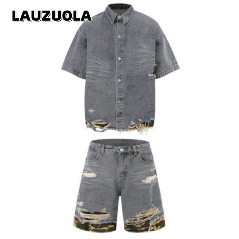 Men's Distressed Ripped Denim  - Vintage Zipper ulasan dan harga